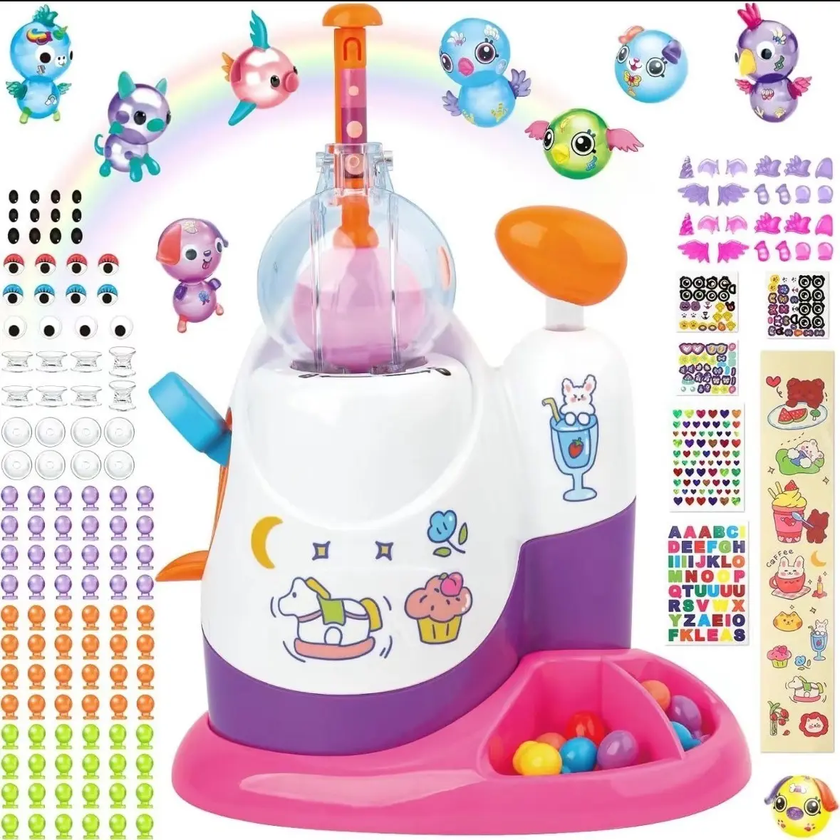 Back-to-school season Magic Balloon Craft Toy Set DIY Sticker Decor Magic Inflatable Balloon Making Kit Creative Handmade Craft Gift Soft Bubble Ball Playset Ideal Birthday Present For Kids Girls Boys Ages 3+