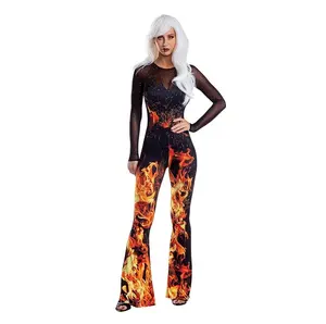 Disco Inferno Flame Jumpsuit - Devil - Costume - Women - 4 Sizes