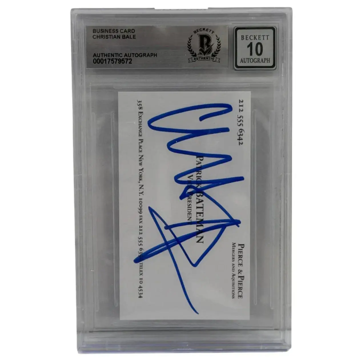 Christian Bale Authentic Autographed Patrick Bateman Business Card