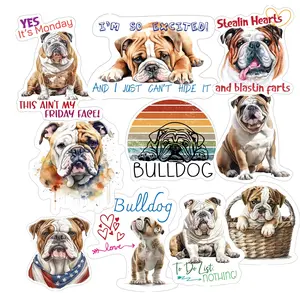 Bulldog Stickers, Ten Vinyl Stickers Supporting Bulldog, Great Bulldog Gift, Decorative Stickers
