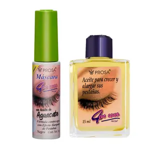 PROSA Avocado Mascara and Lash Oil Bundle –  Mascara Aceite Aguacate + Aceite Para Pestanas - Volumizing Mascara, Eyeliner, and Clear Mascara, Lash growth Makeup Eyelash
