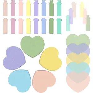570 Sheets Transparent Sticky Notes, 3 x 3 Glitter See Through Memo Pads, Clear Cute Self-Stick Index Tabs, for  Accessories Annotating Book (Heart Shape)