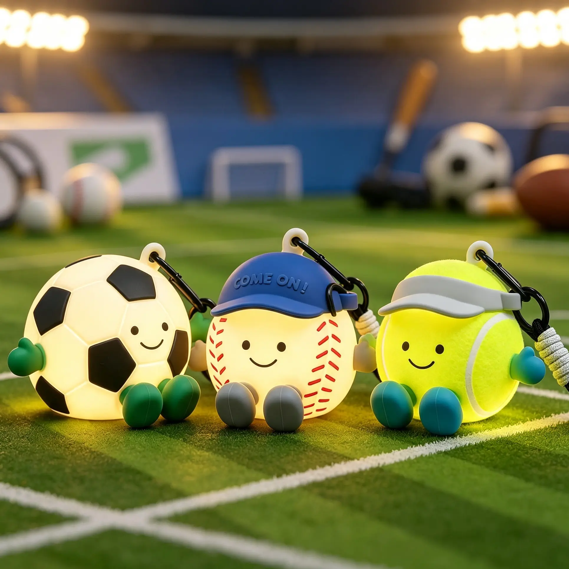 Rechargeable Sports Ball Shaped Dimmable LED Night Light for Kids - 7 Colors, Tap-Control, Ambient Glow, Portable Bedside Lamp with Hanging Strap, Backpack-Ready Sports Fan Gift