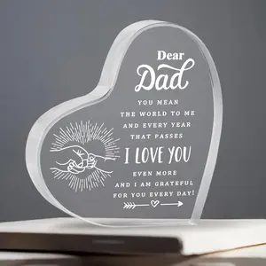 Fathers Day Ideas Gifts for Dad  Keepsake 3.9x3.9 Inch Dad Birthday  Engraved Sign Plaque Presents from Daughter Son Desk Decoration for Christmas Anniversary Thanksgiving Gifts (Dear Dad)