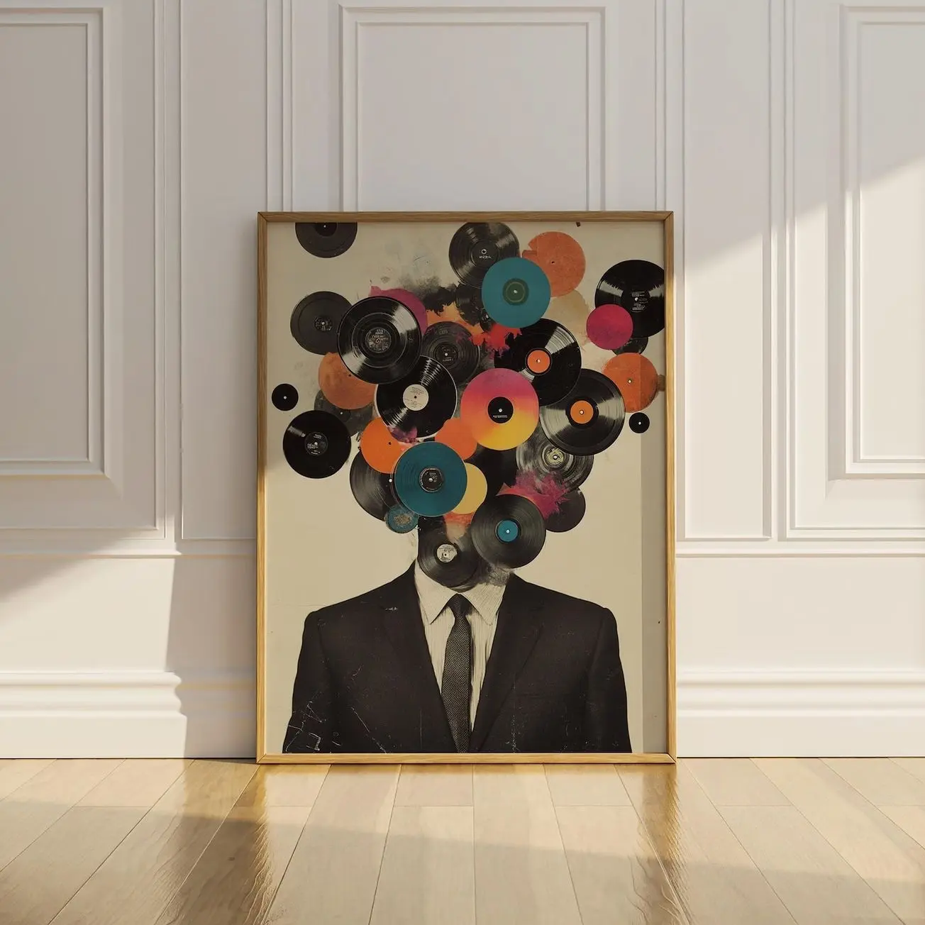 Vintage Vinyl Records Poster Retro Music Wall Art DJ Collage Home Decor X
