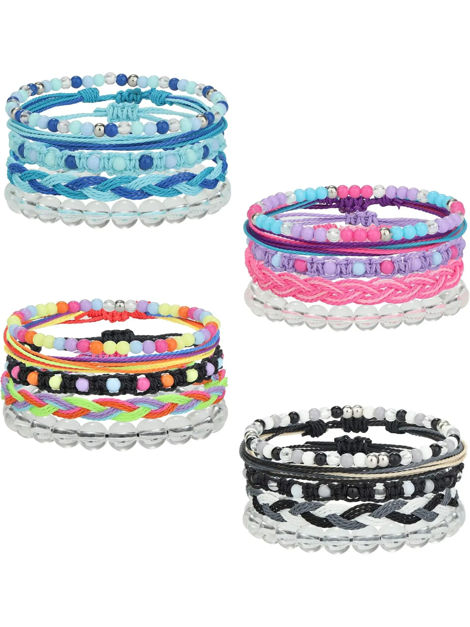 20 Pcs Friendship Bracelets for Women Teens Boho Bead String Bracelet Stackable Braided Waterproof String Bracelet Set Adjustable