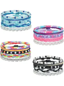 20 Pcs Friendship Bracelets for Women Teens Boho Bead String Bracelet Stackable Braided Waterproof String Bracelet Set Adjustable
