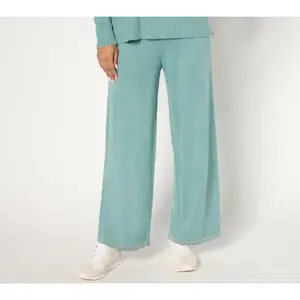 Isaac Mizrahi Live! Petite Apres Cozy Eyelash Yarn Wide Leg Pants