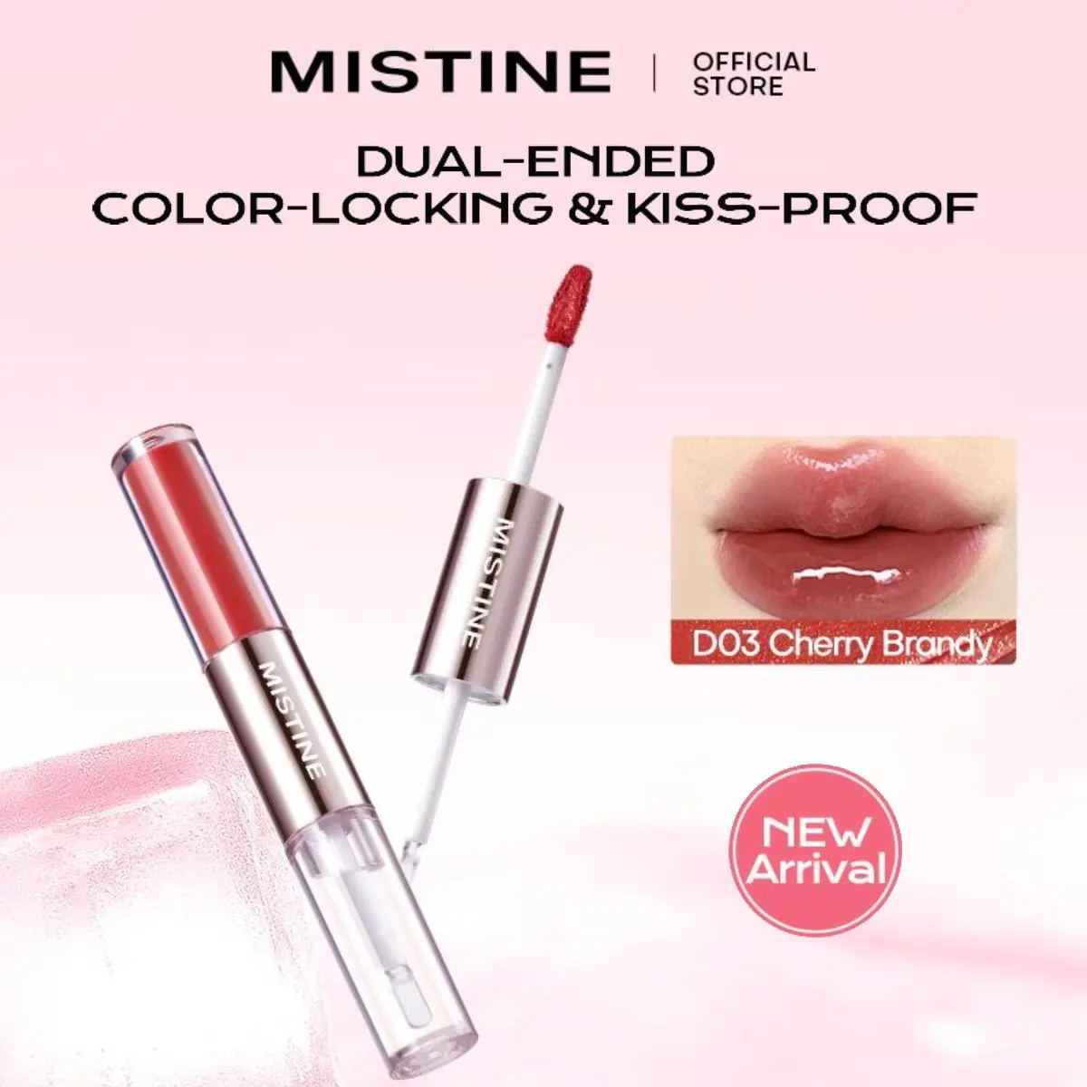 【NEW】MISTINE Tipsy Multifunctional Color Double-ended Lip Glaze Matte Lip Mud Watery Lip Gloss 1.5g+1.5g, Glossy
