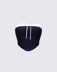 Piper Navy Pinstripe Corset Top