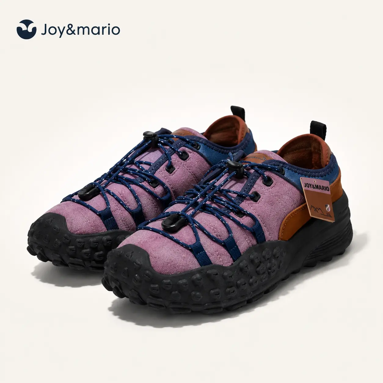JOY&MARIO Women's Outdoor Trail Sneakers, Color Block Lace Up Walking Shoes, Rugged Sole Casual Low Top Shoes for Travel & Everyday Wear