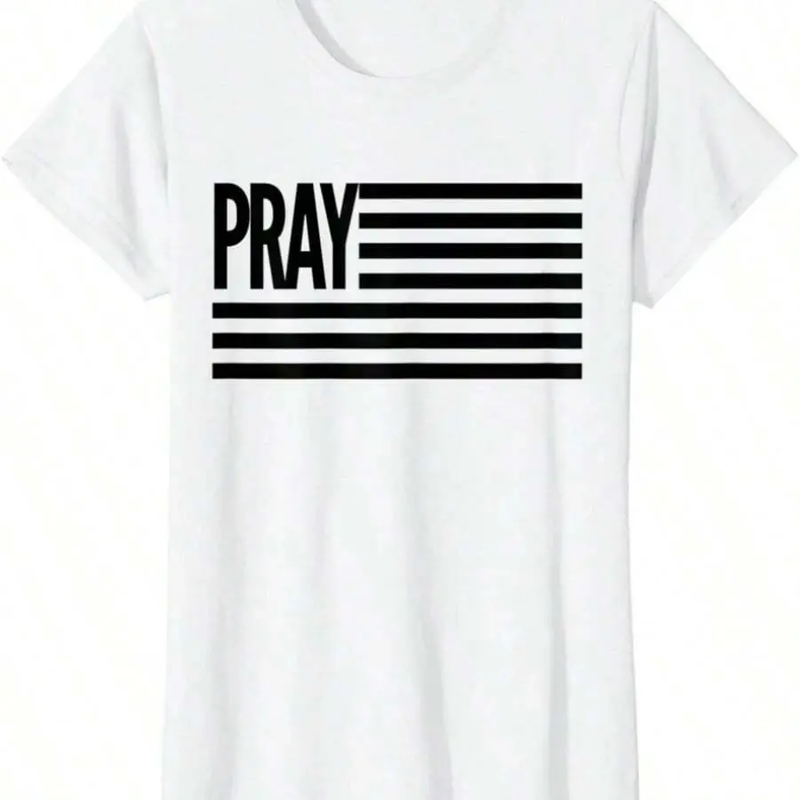 National Day Of Prayer American Flag Patriotic Design Ladies' Crewneck T-Shirt