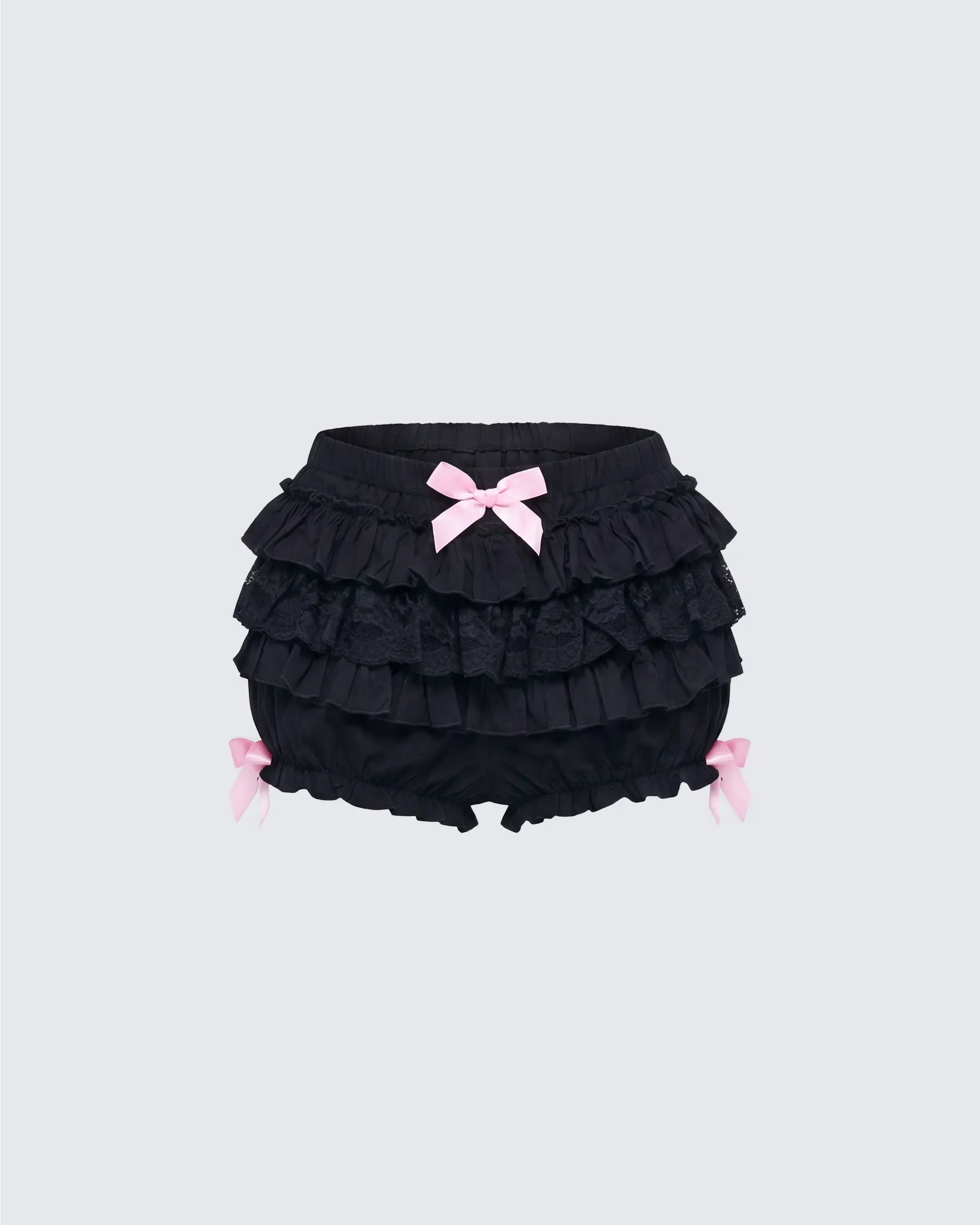 Women's Cotton Micro Ruffle Shorts - Elastic Waist, Loose-Fitting Loungewear Nightwear Lace Bottoms, Cute, Pajamas