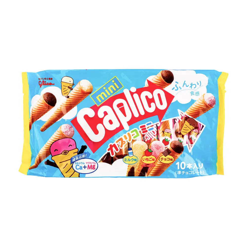 Glico Caplico Mini Cones Milk Strawberry Chocolate Flavors 2.9oz