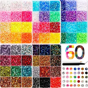 Color-mixed strobe 84-grid, 60-grid, 48-grid flat resin fruit nail art clothing DIY hand-made rhinestone set box, without glue