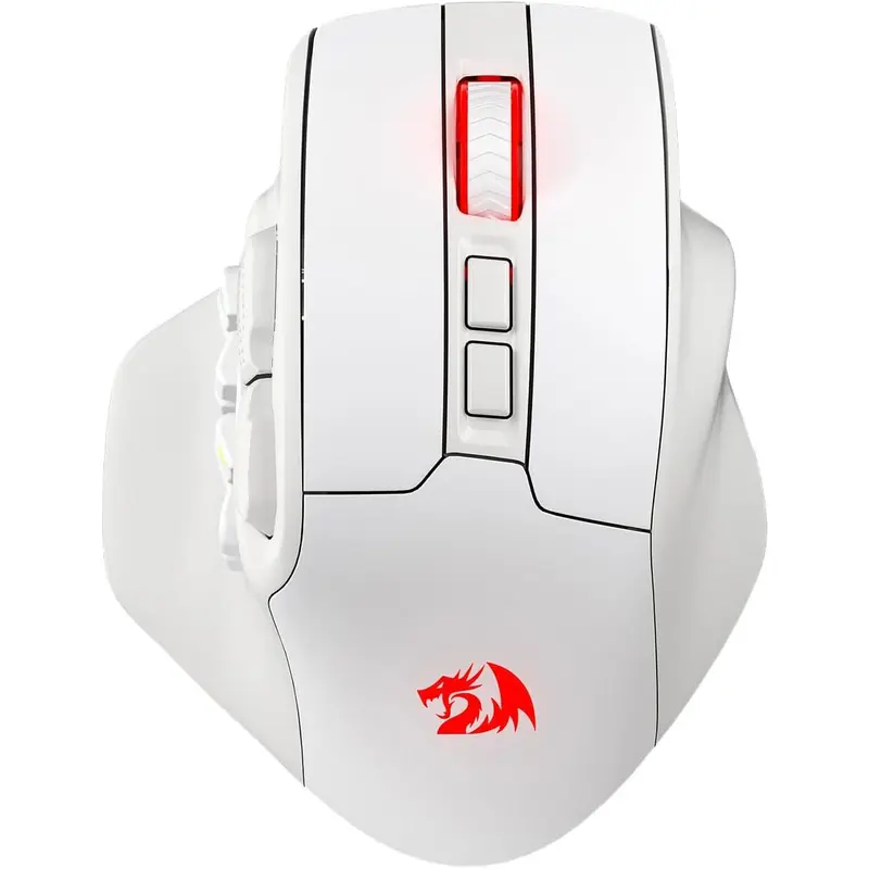 Redragon M811 PRO Wireless Optical MMO Gaming Mouse, PC Gaming Accessories, 15 Programmable Buttons, RGB Lighting Ergonomic Mouse, 10 Side Macro Keys, Precision Actuation, Software-Supported DIY Keybinds, 80h Battery Life (Lights Off), Natural Grip Build
