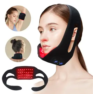 Professional Jawline Contour Red Light Therapy Device – 32 Dual-Chip LEDs 660nm+850nm 77cm Extra-Long Flexible Wrap – Cordless 2000mAh V-Line Facial Light Sculpting System, 20-Min Daily Session