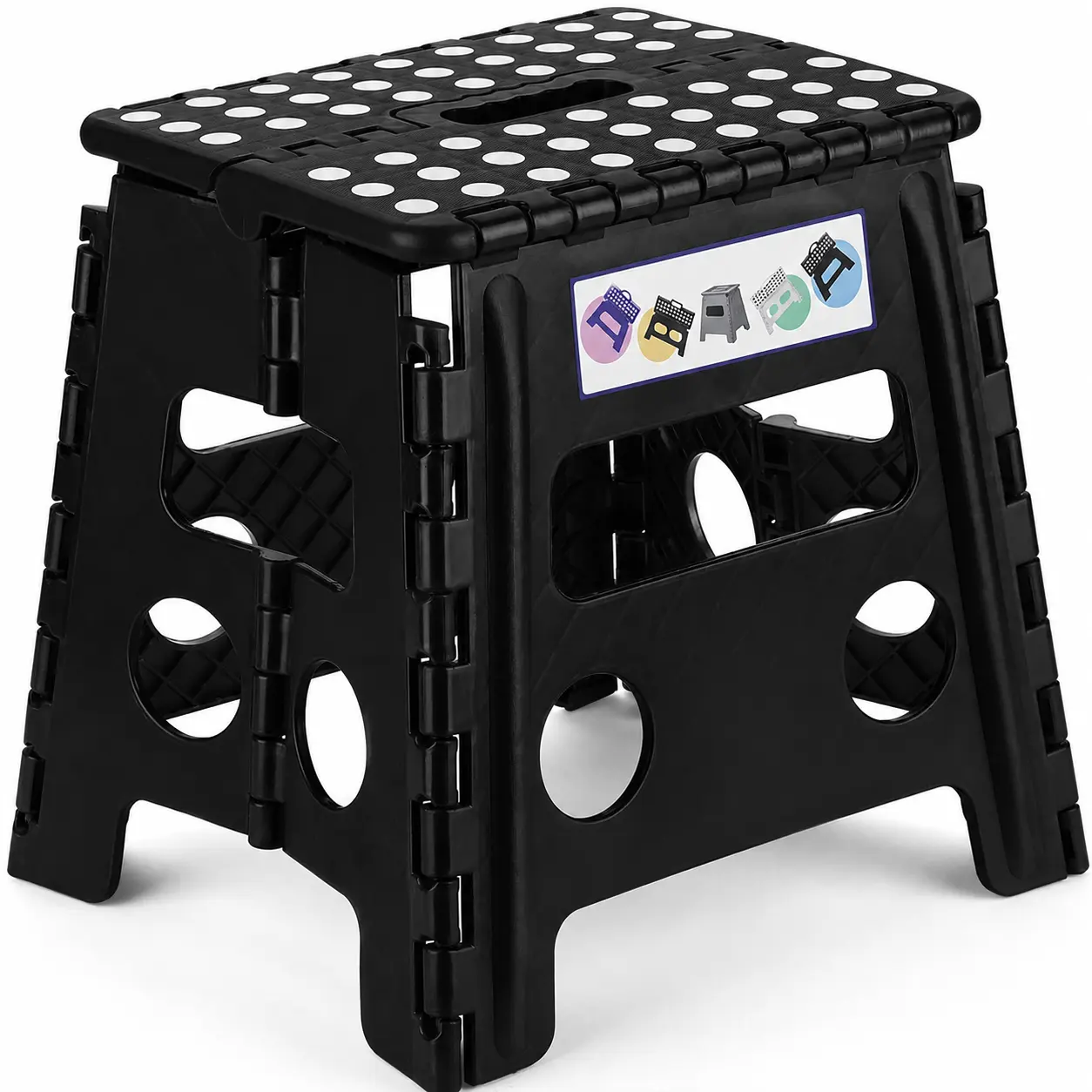 Folding Step Stool for Adults, 13 in, 300 Lbs Capacity, Non-Slip Black Foldable Foot Stool for Camping & Hiking Sports & Outdoor Camping Furniture