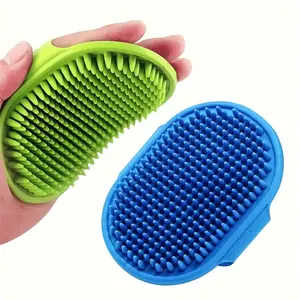 2-piece PetPro Silicone Dog Bath Brush with Adjustable Handle, Anti-slip Massage Grooming Tool, Convenient for Bathing and Brushing Hair, Grooming Set
