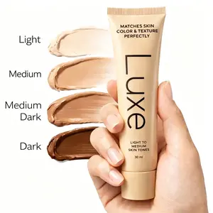Luxe Color Changing Foundation for Women – Instantly Adapts to Your Skin Tone – Buildable Light-to-Medium, Medium Dark-to-Dark, Coverage – 12-Hour Wear – Natural Dewy Finish