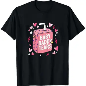 Baby Daddy Tears Love Heart Dad Is My Valentine Tshirt Women's Casual Valentine's Day Graphic T Shirt Short Sleeve