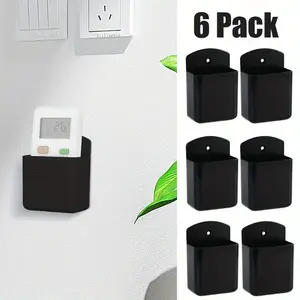 6pcs Self-Adhesive Wall Mount Remote Control Holders Lightweight Plastic Storage Organizer for TV & Office Remotes