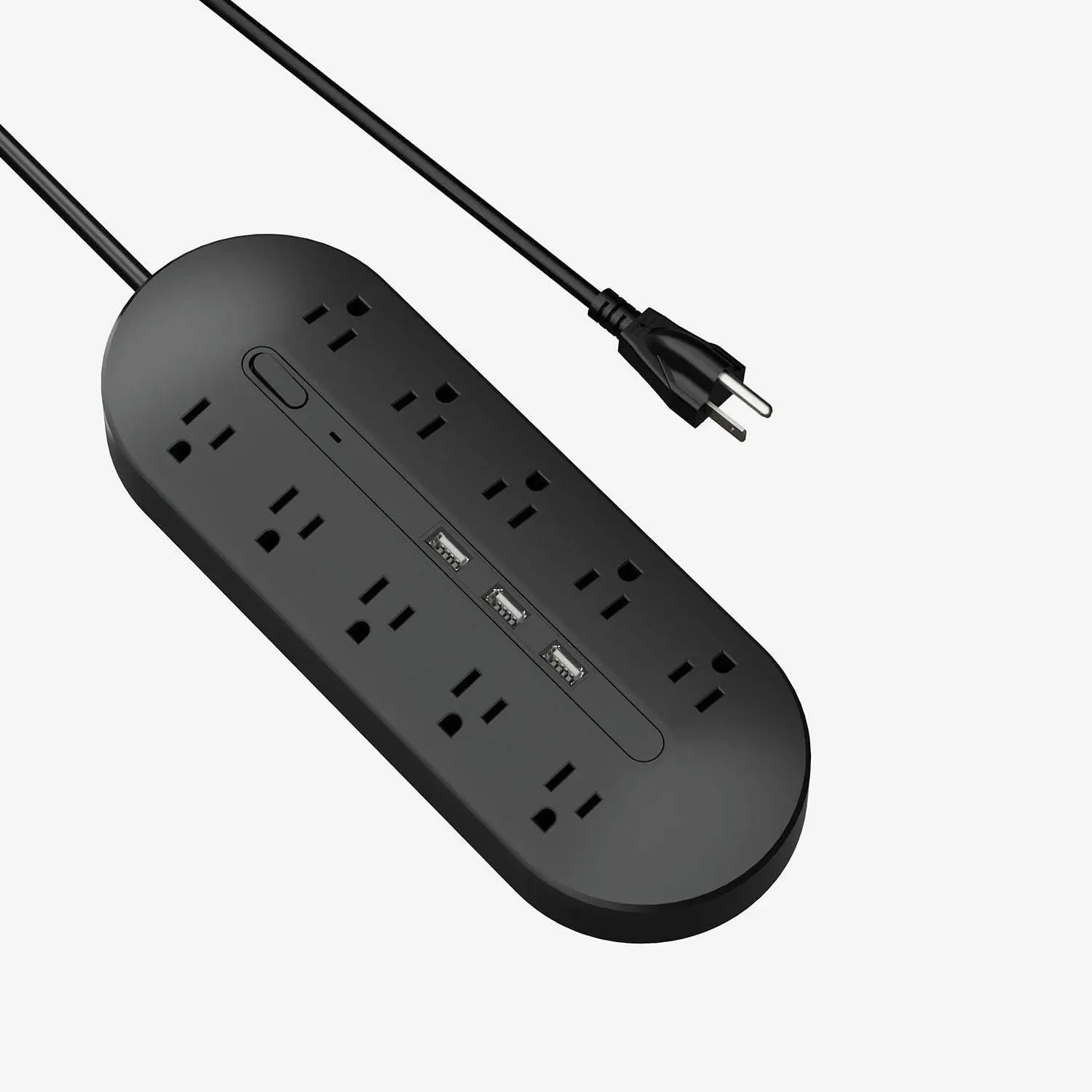 Zoobla - 10-Port Power Strip with 3 Fast-Charging USB Ports, 110V–250V Surge Protector, Multi Plug Outlet Extender for Home, Office & Travel