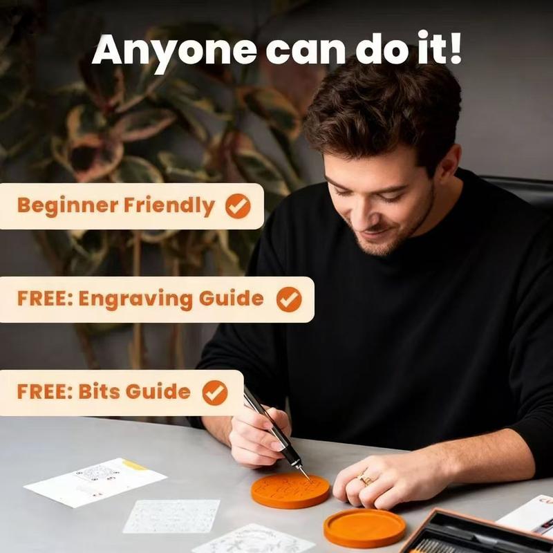 Engraving Pen with 30 Free Diamond Bits for Personalized Gifts & Practice Canvases Easy to Use USB-C Fast Charger 3 Speed Settings 8000-21000 RPM