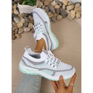 New Women's Knitted Breathable Sports Shoes, Soft Sole Lightweight Comfort, Fashion Casual Versatile Mesh Sneakers, Athletic Lightweight Sneakers, Trendy Walking Sneakers