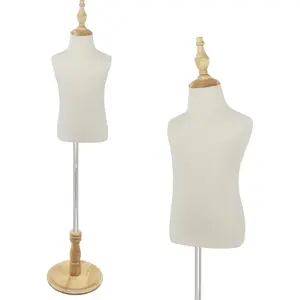 Child Mannequin for Clothing Display Adjustable Kids Mannequin Torso with Wooden Base 2-3 Years Old
