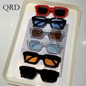 Qrd 6-Pack Vintage Rectangle Frame Sunglasses, Retro Fashion Sun Glasses for Men & Women, Uv400 Protection, Luxury Design Eyewear