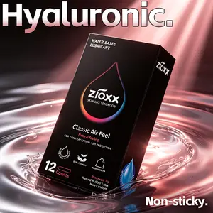 ZIOXX Classic Air Feel Male Condoms 12 Count, Everyday Comfort Water-Based Smooth Latex Condoms for Reliable Protection (52mm), Natural