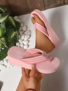 Women's platform flip-flops, thick-soled thong sandals, platform wedge heels vacation shoes