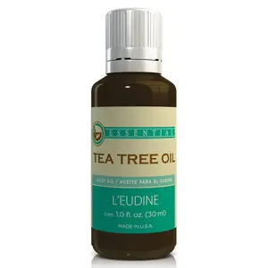 Aceite de árbol de té L’EUDINE – 1 fl oz Aceite corporal multiusos para acné, problemas de uñas de los pies, caspa, picaduras de piel, piojos – Hecho en EE. UU. – Aceite esencial totalmente natural y seguro – Refrescante en la ropa, limpieza