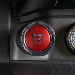 Silver Engine Start Stop Push Button Switch Sticker Cover for Toyota Tacoma 2016-2020 Aluminum Alloy Car Accessory- (Red)