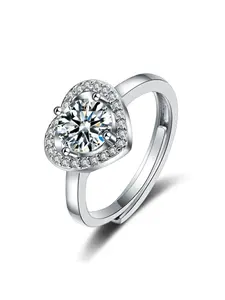 1PC Adjustable Ring for Women Heart Shape with 6.5mm CZ Rings Non Tarnish Waterproof Promise Ring for Her Elegant Daily Jewelry for Women Perfect Gift for Her
