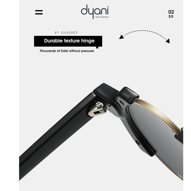 Dyani The Orbit Retro Sunglasses - Round Gold Gradient Lenses & Black Polycarbonate Frame with Red & Gold Temple Tips UV400 Protection Unisex Design