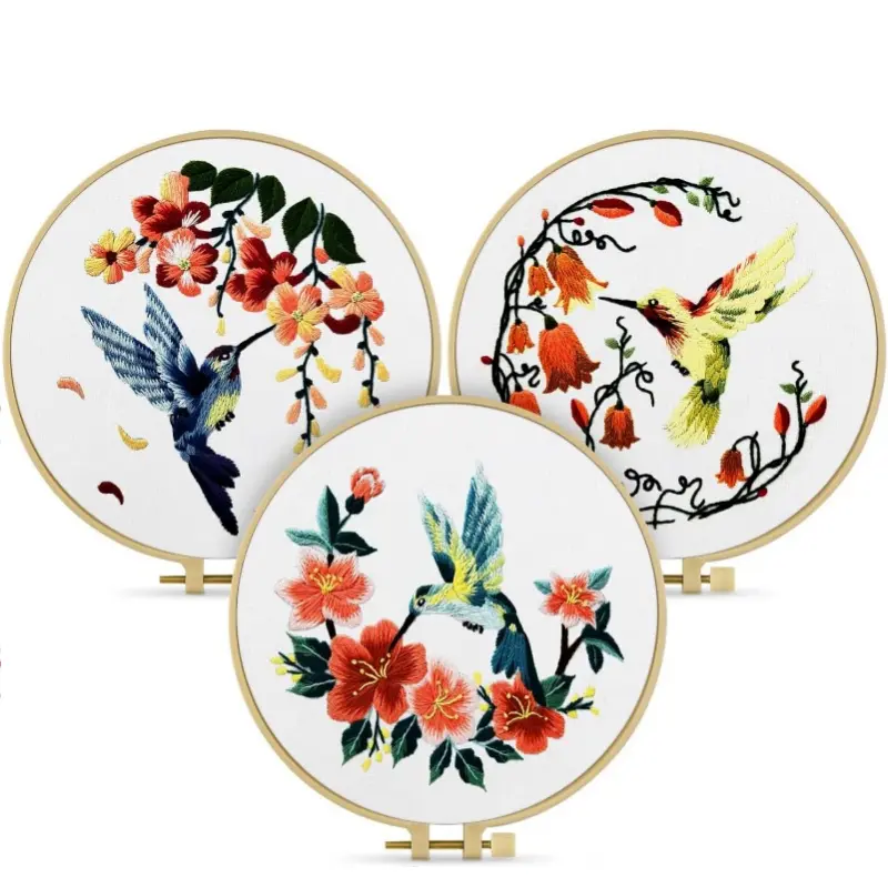 3 Pack Embroidery Kit for Beginners Needlepoint Cross Stitch Kits for Adults,Stitch Learning DIY Kit with Easy Instruction,Stamped Bird Embroidery Patterns,Threads,Sewing Hobby - Home Improvement.