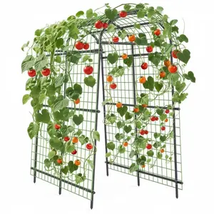 71"L x 83"H Garden Arch Trellis,Steel Garden Arbor for Climbing Plants and Flowers,Wedding Archway for Outdoor Ceremony, Backyard Vegetable Support for Cucumber and Grapes, Black