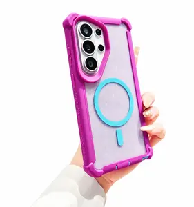 For Samsung Galaxy S26 S25 S24 S23 S22 S21 Ultra Plus Sparkly Magnetic Phone Case MagSafe Compatible Dual Layer Shockproof Anti-Slip Glitter Protective Cover for Women Girls