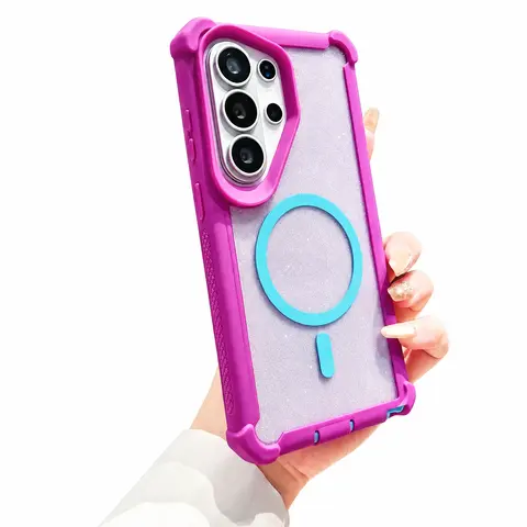 For Samsung Galaxy S26 S25 S24 S23 S22 S21 Ultra Plus Sparkly Magnetic Phone Case MagSafe Compatible Dual Layer Shockproof Anti-Slip Glitter Protective Cover for Women Girls