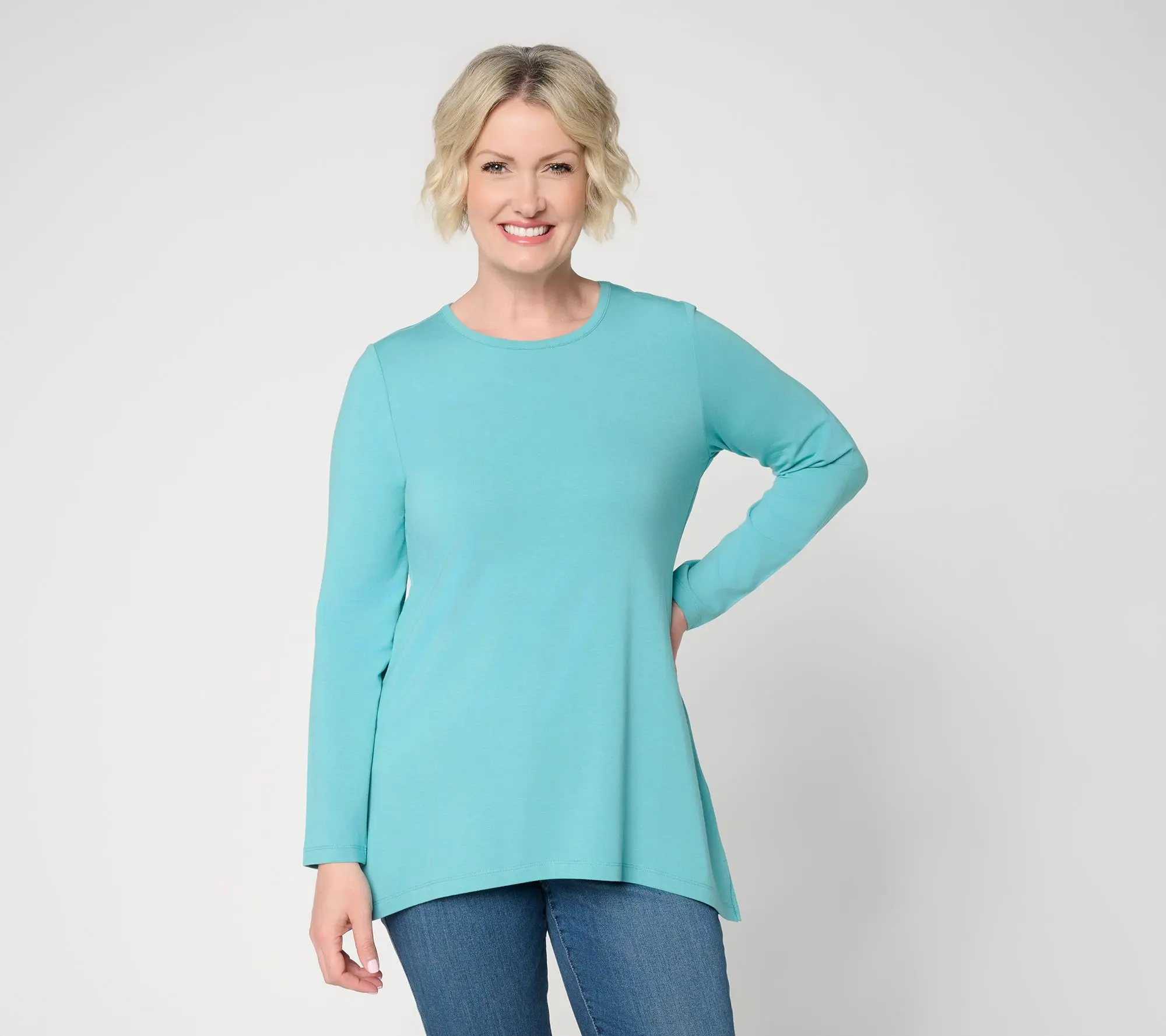 Denim & Co. Essentials Petite So Soft Trapeeze Tunic