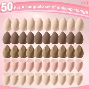 50-Piece Face Makeup Tool Set, 50pcs Large Makeup Sponges, Soft Makeup Puffs, Beginner's Face Makeup Tools