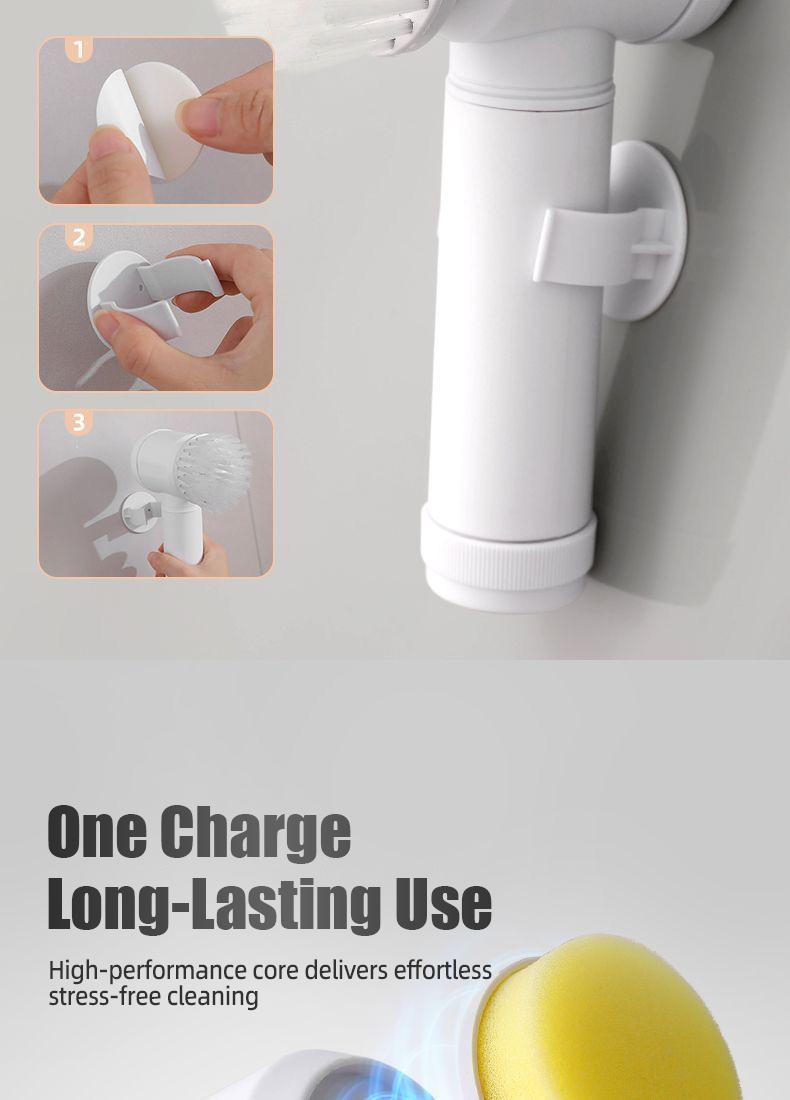 Electric Spin Scrubber,2 Speeds Electric Scrubber for Cleaning with 5 Replaceable Heads for Kitchen, Bathroonn, Bathtub, Tile, and Floor,Power Cleaning Brush Rechargeable Cordless