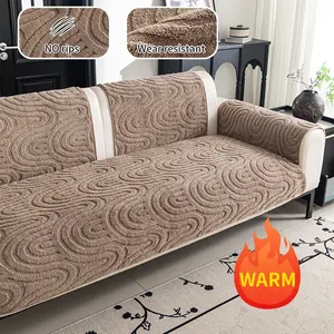 Luxury Pet-Friendly Velvet Sofa Cover, Breathable Geometric Pattern, Modern Design for Living Room & Bedroom Decor