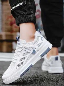 Men's 1 Pair Fashionable Letter Label Decor Lace up Low Top Sneakers, Casual Comfortable Breathable Lightweight Running Training Workout Sneakers, All-match Commuter Shoes for Work & Daily Wear, Sporty Running Shoes
