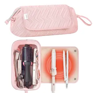 Hair Tools Travel Bag for Women Heat Resistant Mat for Travel Essentials Hot Tools Straighteners,Flat Irons,Curling Iron,Hot Air Brushes and Hair Dryer Organizer Bags 2 in 1