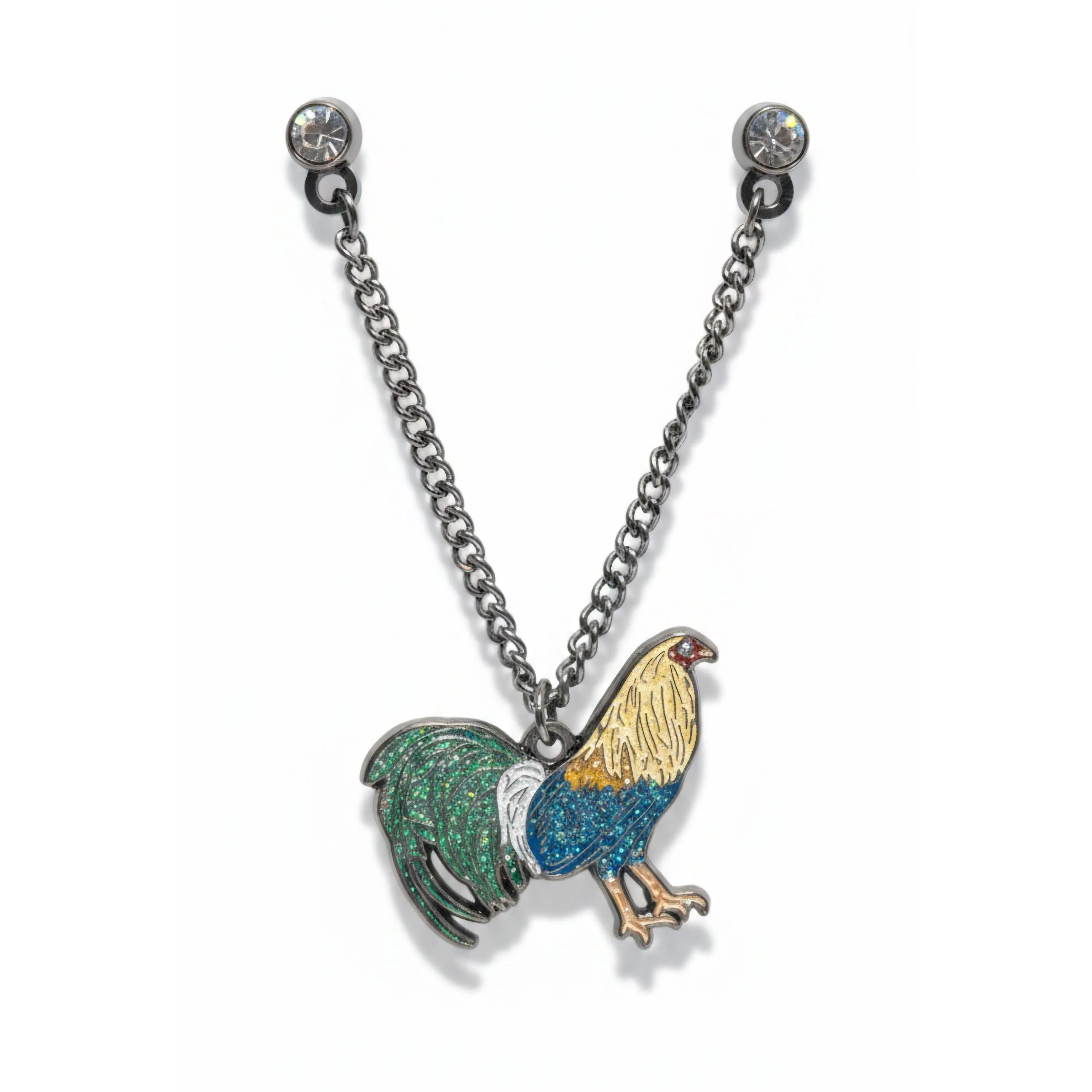 Rooster Pin Chain For Caps And Clothing Enamel Badge Rooter Brooches backpack Embellishments Gallo Pin