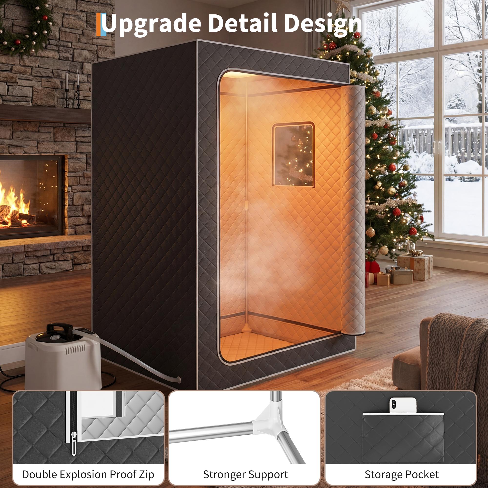 Garvee Portable Home Sauna Box with 10-Min Fast Heating,Single/Double-Person SPA Steam Sauna Tent Featuring 3L/1200W 、3L/1400WSteamer, 9 Adjustable Levels, Durable 600D Material, and Easy Foldable Setup for Relaxation Garvee Portable Home Sauna Box with 10-Min Fast Heating,Single/Double-Person SPA Steam Sauna Tent Featuring 3L/1200W 、3L/1400WSteamer, 9 Adjustable Levels, Durable 600D Material, and Easy Foldable Setup for Relaxation
