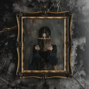 Victorian Woman Reading Bookish Dark Academia Decor Librariancore Wall Art, Moody Reading Nook Painting Book Lover Gift,art prints unframed